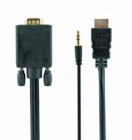 Кабель VGA(M)-HDMI(M)+Jack 3.5`(M),1.8м,Cablexpert A-HDMI-VGA-03-6,черный,пакет