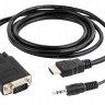 Кабель VGA(M)-HDMI(M)+Jack 3.5`(M),1.8м,Cablexpert A-HDMI-VGA-03-6,черный,пакет