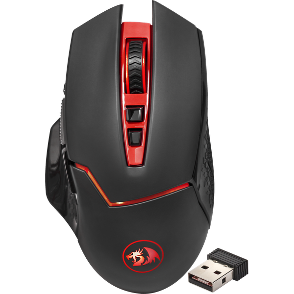 Мышь игровая б/п, с подсветкой Redragon Mirage, черная/красная, лазерная, 4800dpi, USB(для приёмника