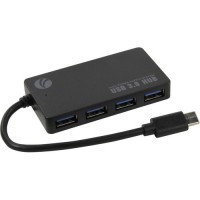 Концентратор USB Vcom DH302C 4 порта Type C?4*USB 3.0, черный, блистер