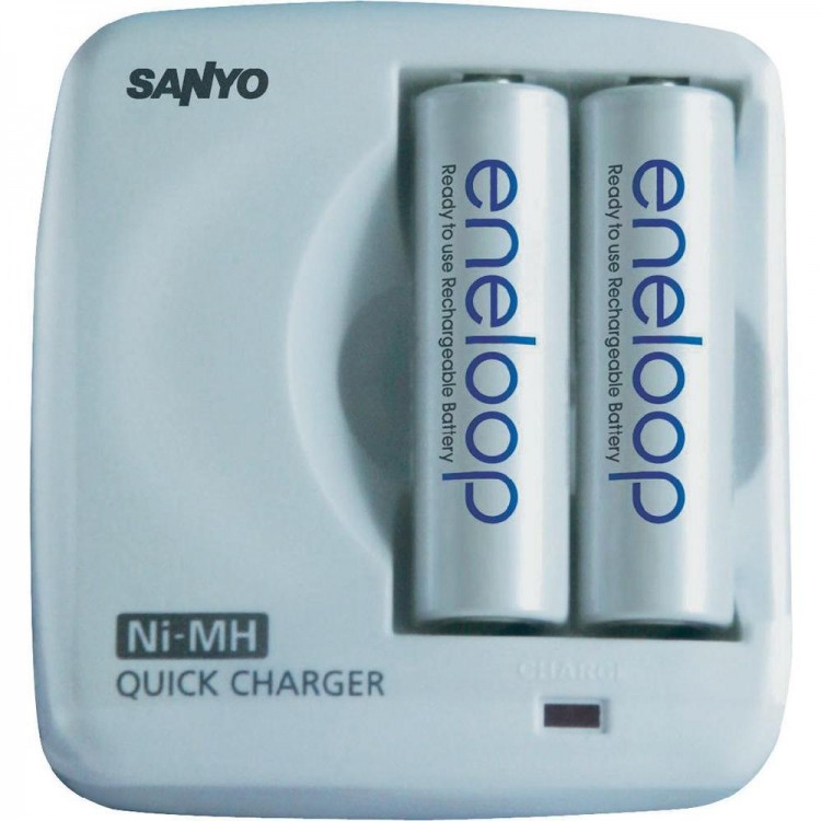 Зарядное устройство Sanyo MDR02 2xAA/AAA NiMH, батарейки в комплекте: 2xAA(1900мАч),блистер