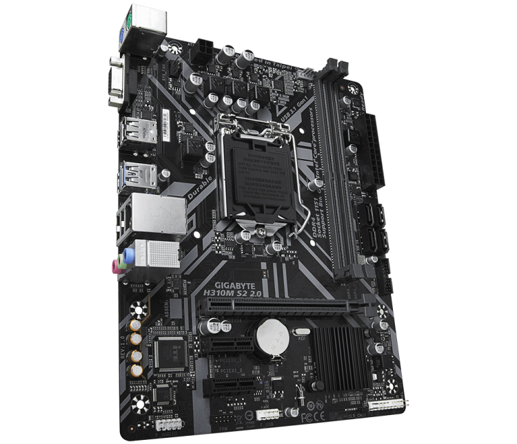 М/плата Gigabyte Ultra Durable H310M S2 2.0,LGA1151 v.2, 2хDDR4(2666 МГц, 32Гб)SATA*6, IDE*нет,1*PCI-E 3.0x16 2*PCI-E 2.0x1,microATX,rtl