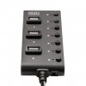 Концентратор USB Ginzzu GR-487UAB,7 портов USB 2.0, черный, rtl