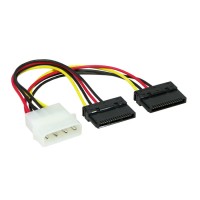 Кабель-адаптер Molex(4pin)M - 2*SATA,0.3м+ 0.15м,Gembird CC-SATA-PSY,черный/красный/желтый,oem