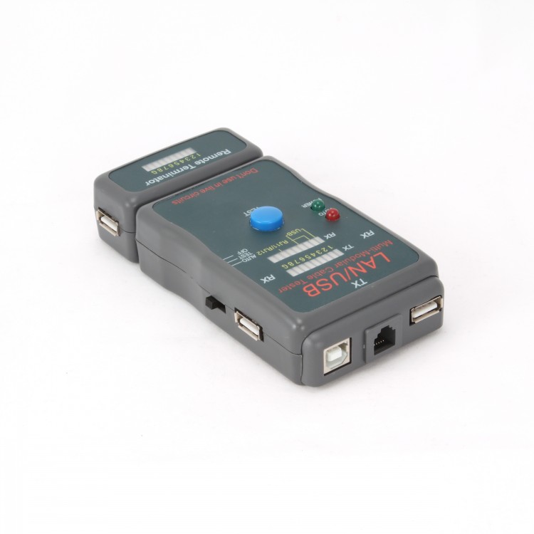 Тестер RJ-45,RJ-11,USB Cablexpert NCT-2,серый, rtl, 24978