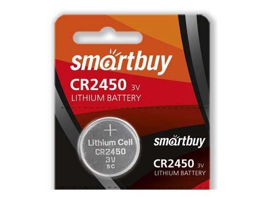 Литиевая батарейка CR2450 SmartBuy SBBL-2450-5B 3В  LiMnO2 1 шт, блистер, SBBL-2450-5B