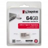 Накопитель USB 3.0/Type C ,64Гб Kingston DataTraveler microDuo DTDUO3C/64GB,серебристый, металл