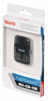 Картридер внешний Buro BU-CR-110 USB 2.0, для SD,microSD,MMC,M2,MS,T-Flash черный, блистер