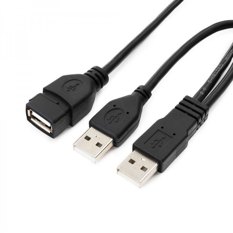 Кабель-удлинитель 2*USB(AM)-USB(AF),1.8м,Cablexpert CCP-USB22-AMAF-6,черный,пакет