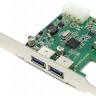 Контроллер Orient NC-3U2PE,PCI-E x1 ? USB 3.0 x2(внеш),rtl(22037)