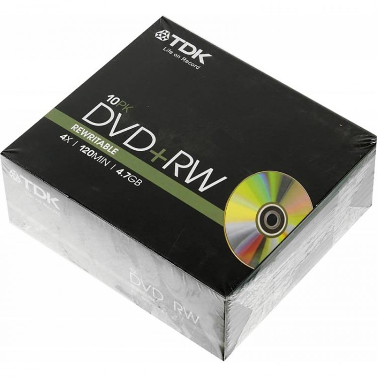 Диск DVD+RW TDK  4,7Гб 4x 1шт,slim(тонкая коробка)