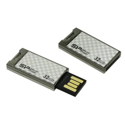 Накопитель USB 2.0 ,32Гб Silicon Power Touch 851 SP032GBUF2851V1S,серебристый, металл