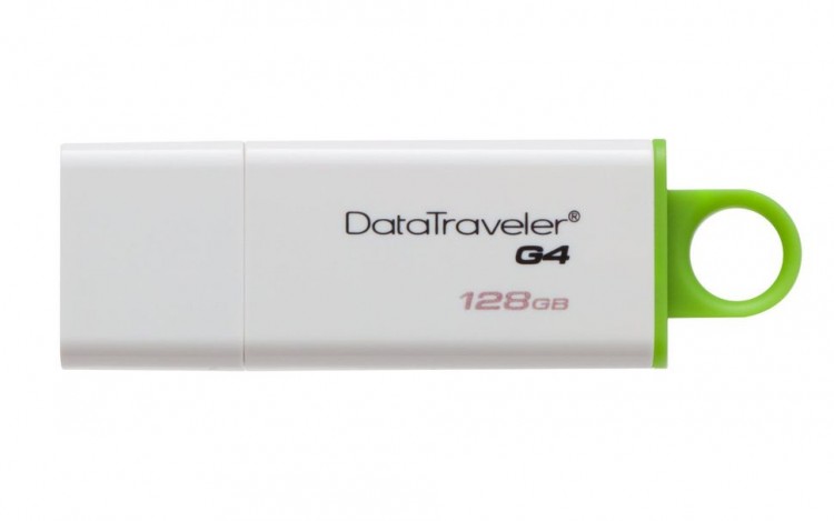 Накопитель USB 3.0 ,128Гб Kingston DataTraveler G4 DTIG4/128G,белый/зелёный, пластик