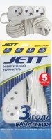 Сетевой удлинитель Jett PC-3 вилка Евро, 3 розетки, кабель 5м. белый, пакет