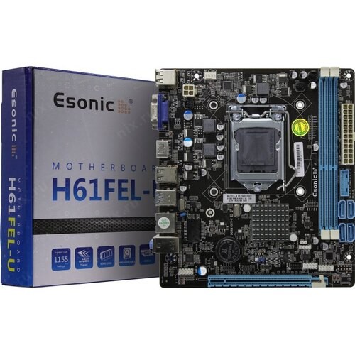М/плата Esonic H61FEL-U,LGA1155, 2хDDR3/DDR3L(1333 МГц, 8Гб)SATA*4,1*PCI-E 2.0 x16,microATX,rtl