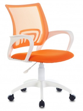 Кресло офисное Бюрократ CH-W695NLT/TW-38-3/TW-96-1, белое/оранжевое, ткань/сетка