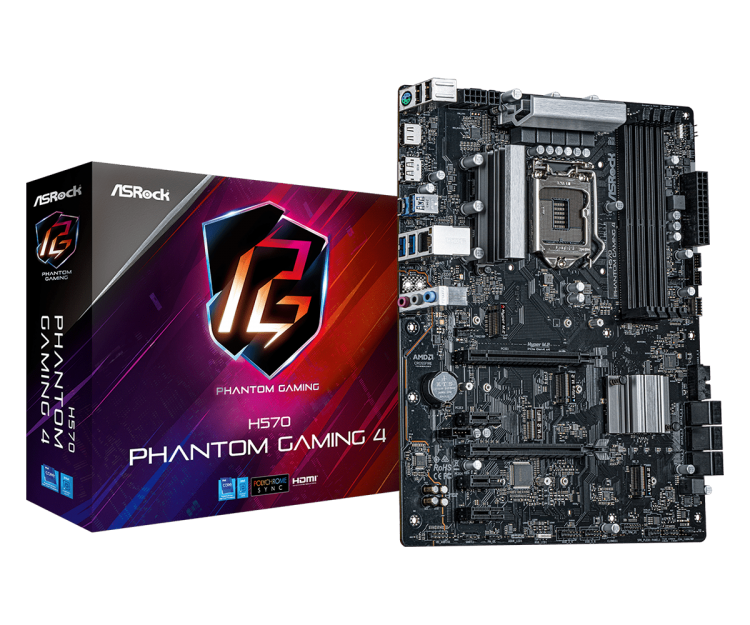 М/плата ASRock H570 Phantom Gaming 4,LGA1200, 4хDDR4(4800 МГц, 128Гб)SATA*6+3*M.2(M key), IDE*нет,2*PCI-E 3.0 x16 3*PCI-E 3.0 x1,ATX,rtl