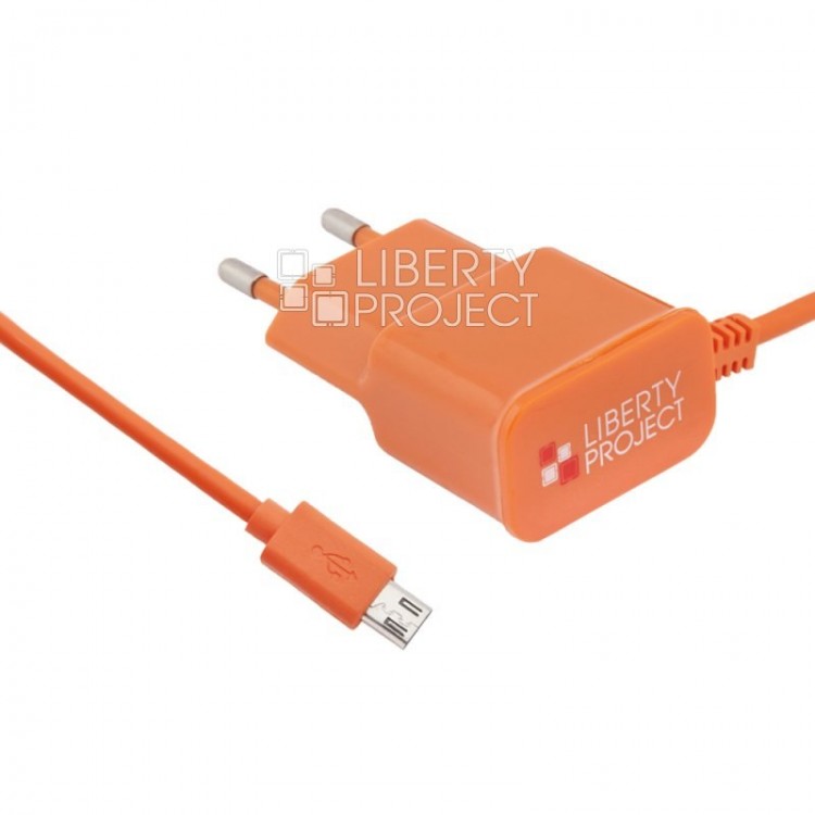 Зарядное устройство Liberty Project,5В/2.1А для любых microUSB, оранжевый, rtl