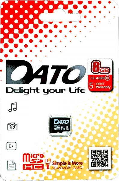 Карта памяти(б/адап.) microSDHC 8Гб/Class 10/UHS-I,Dato (DTTF008GUIC10)
