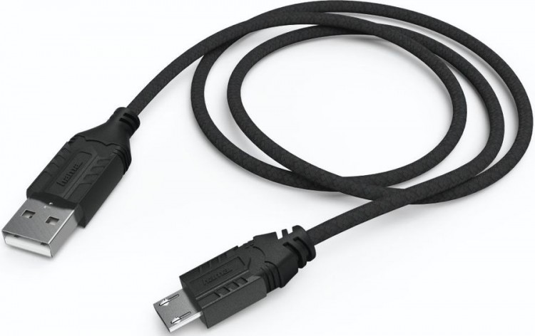 Кабель USB-microUSB,1.5м,Hama Basic(для зарядки геймпада PS4),черный