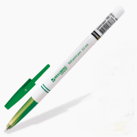 Ручка шар. Brauberg "Офисная", зелёная белый корп, 1,0мм (141511)