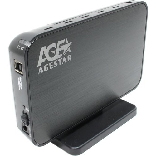Внешний бокс AgeStar 3UB3A8-6G, 3.5", USB 3.0, аллюминий,пластик, черный, rtl