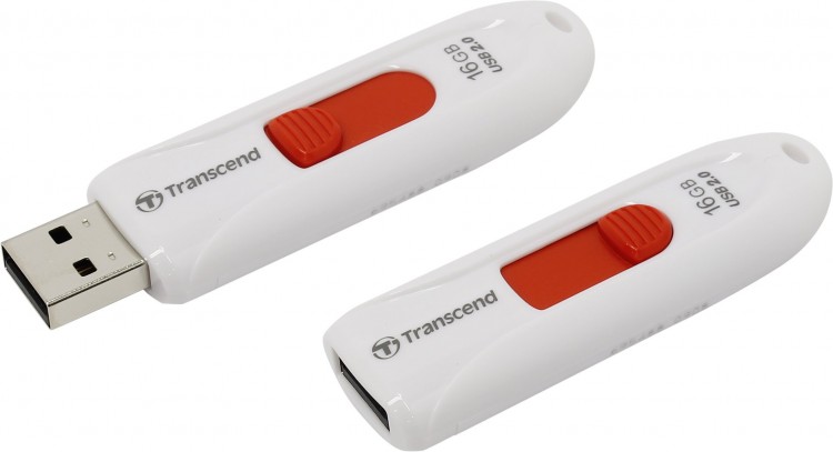 Накопитель USB 2.0, 16Гб Transcend JetFlash 590,белый, пластик