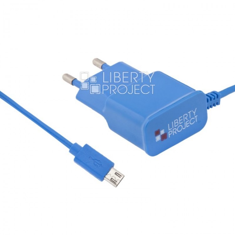 Зарядное устройство Liberty Project,5В/1А для любых microUSB, синий, rtl