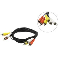 Кабель 3*RCA-3*RCA,1.5м,Telecom TAV7150-1.5M,черный,oem