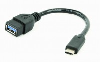 Кабель-адаптер USB(AF)-Type C,0.2м,Cablexpert A-OTG-CMAF3-01,черный,пакет