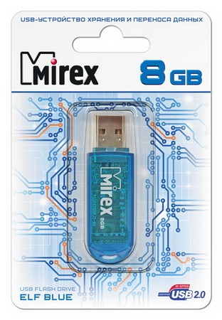 Накопитель USB 2.0, 8Гб Mirex Color Blade Elf,голубой, пластик