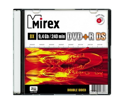 Диск DVD+R Mirex DS двухсторонний 9,4 Гб 8x 1шт,slim(тонкая коробка)