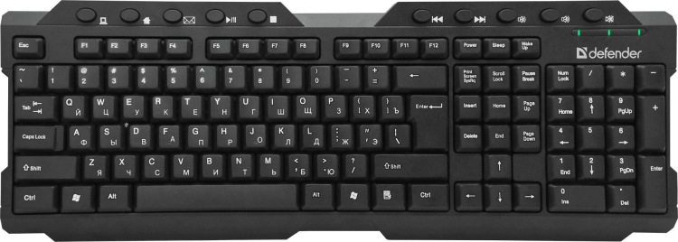 Клавиатура б/п Defender Element HB-195 (45195) черная,USB(для приемника),rtl
