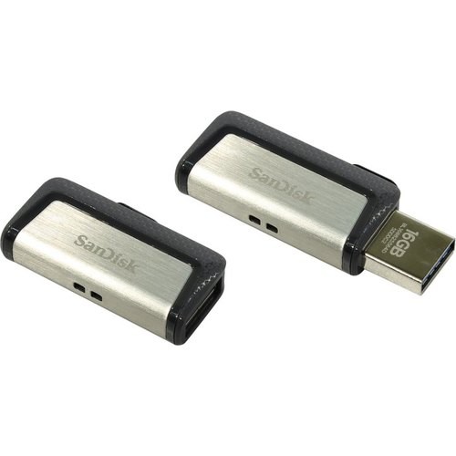 Накопитель USB 3.0/Type C ,16Гб SanDisk Ultra Dual type C SDDDC2-016G-G46,серый, пластик