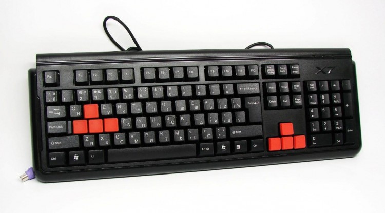 Клавиатура игровая A4Tech G300,проводная(USB),водозащита,черная,rtl