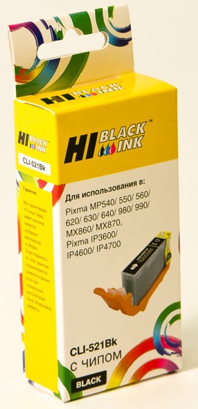 Картридж Hi-Black CLI-521Bk черный (black) для Canon Canon PIXMA MP540/550/560/620/630/640/980/990 MX860/870 iP3600/4600/4700, HB-CLI-521Bk