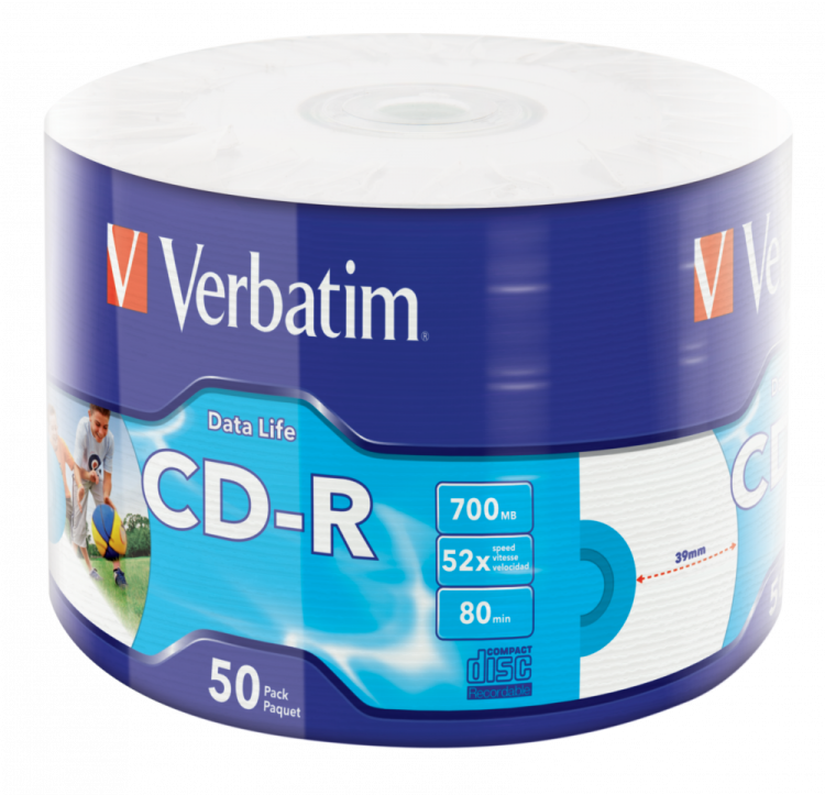 Диск CD-R Verbatim Printable 700Мб 52x 1шт, белый,для печати oem