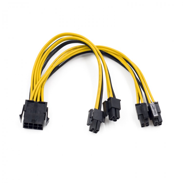 Кабель-адаптер 8pin(F,PCI-E)?2*(6+2) pin(M,PCI-E),0,2м,oem