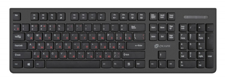 Клавиатура Oklick 505M,проводная(USB),тонкая,черная,rtl