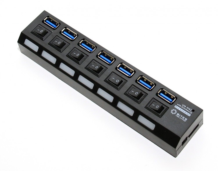 Концентратор USB 5bites HB37-303PBK 7 портов USB 3.0, черный, блистер