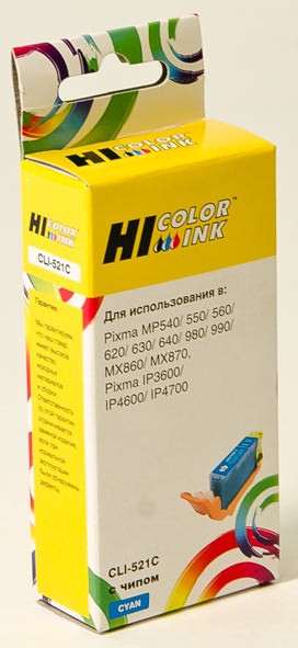 Картридж Hi-Black CLI-521C голубой (cyan) для Canon HB-CLI-521C