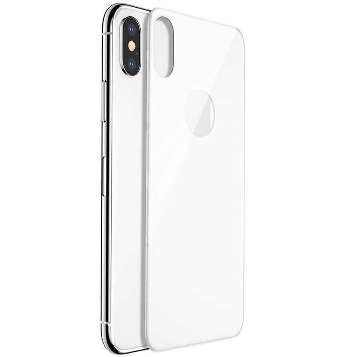 Защитное стекло для iPhone X, на заднюю часть,глянцевое, белое,0,7мм