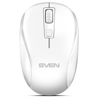 Мышь беспроводная Sven RX-255W, белая, оптическая, 1600dpi, USB(для приёмника), rtl