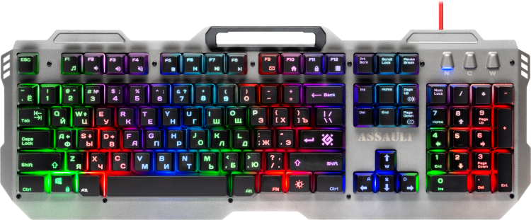 Клавиатура игровая с подсветкой Defender GK-350L,проводная(USB),влагозащита,мультимедийная,серебрист