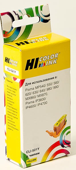 Картридж Hi-Black CLI-521Y желтый (yellow) для Canon HB-CLI-521Y