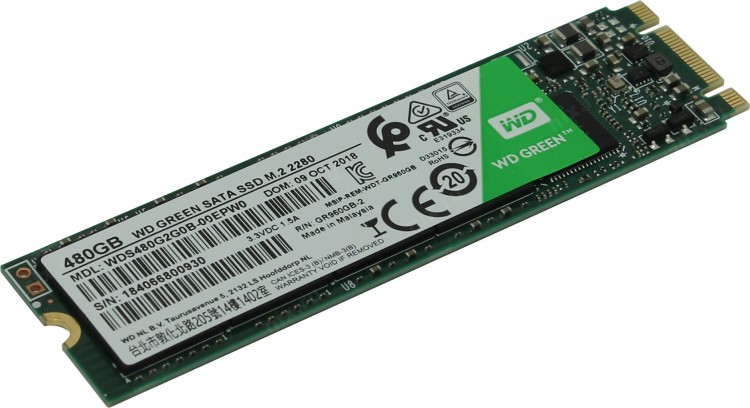 Накопитель SSD M.2 2280 B&M 480Гб WD Green WDS480G2G0B,rtl