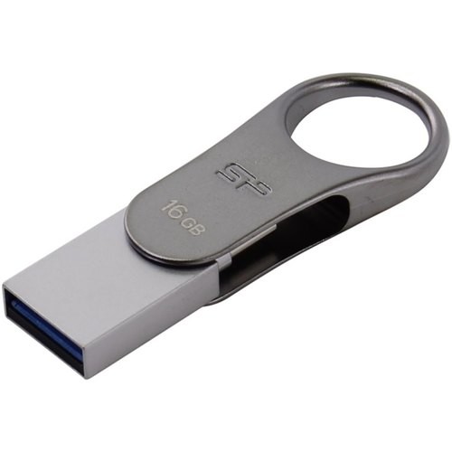 Накопитель USB 3.0/Type C ,16Гб Silicon Power Mobile C80 SP016GBUC3C80V1S,серебристый, металл