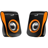 Колонки Genius SP-Q180, 2.0, 6Вт(2*3Вт),черные/оранжевые,rtl