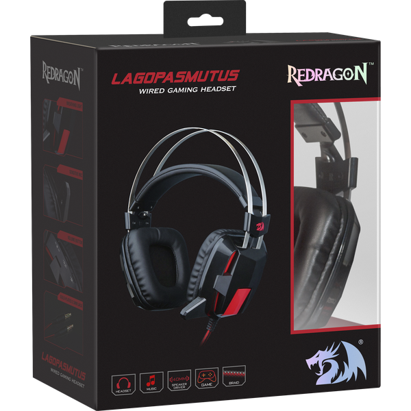 Гарнитура игровая Redragon Lagopasmutus 2,стерео,jack 3.5mm(4pin)+адаптер,черная/красная,rtl
