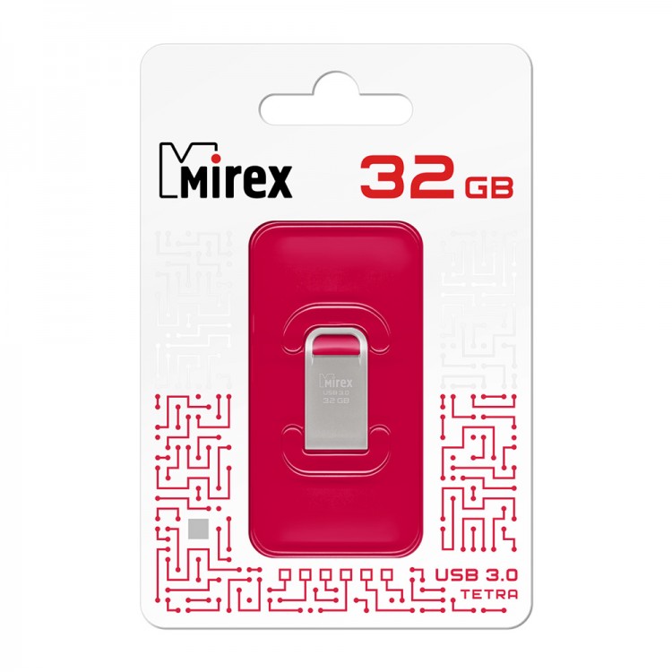 Накопитель USB 3.0, 32Гб Mirex Intrendo Tetra,серебристый, металл